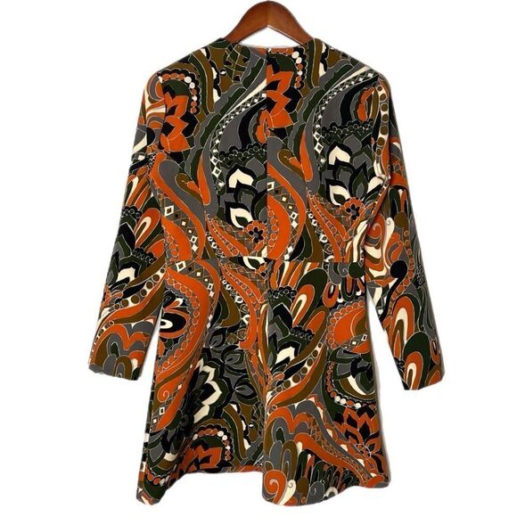 Zara Printed Multicolored A-Line Mini Dress with Accent Belt - Picture 5 of 8